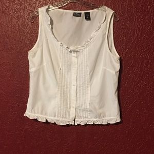 NY & Co. Ruffled peasant boho fitted top-L